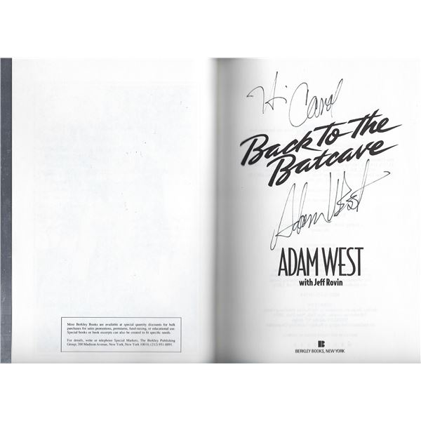 Back to the Batcave Adam West signed book