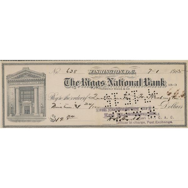 Major General William Arnold signed check