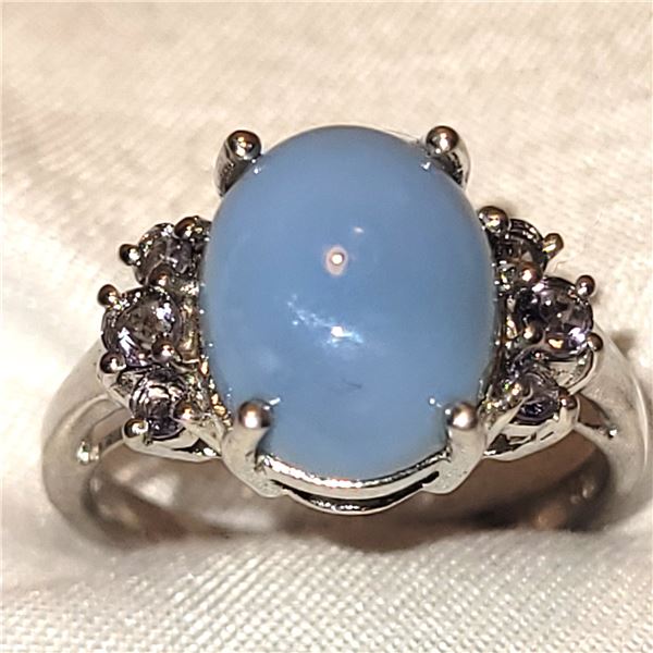 New Sterling Silver & Platinum Oregon Opal Ring A