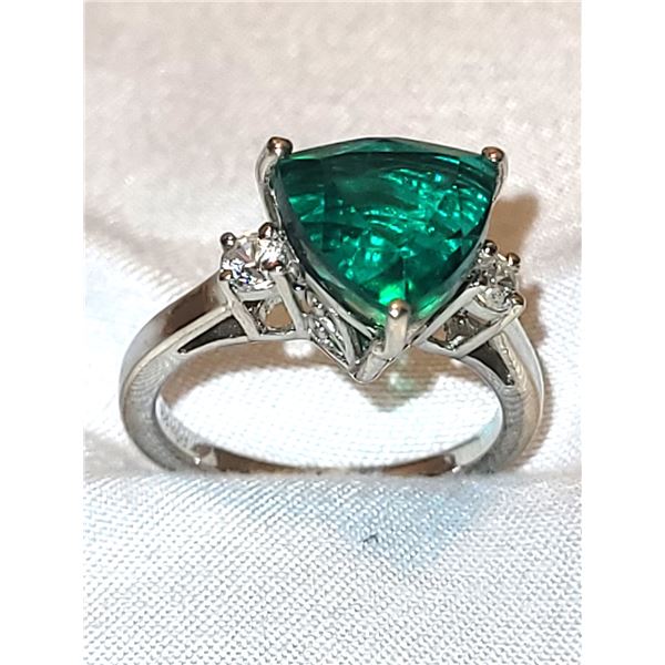 New Emeraldine Quartz Sterling & Platinum Ring A