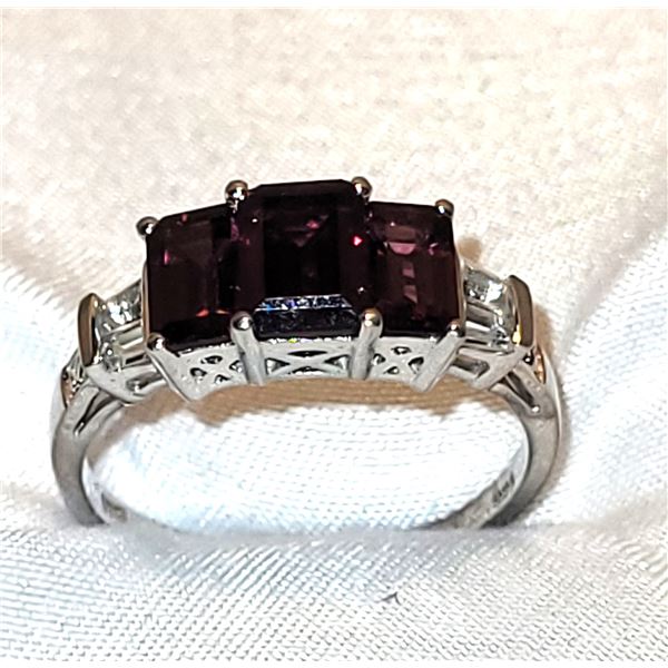 New Sterling & Platinum Rhodolite Ring A