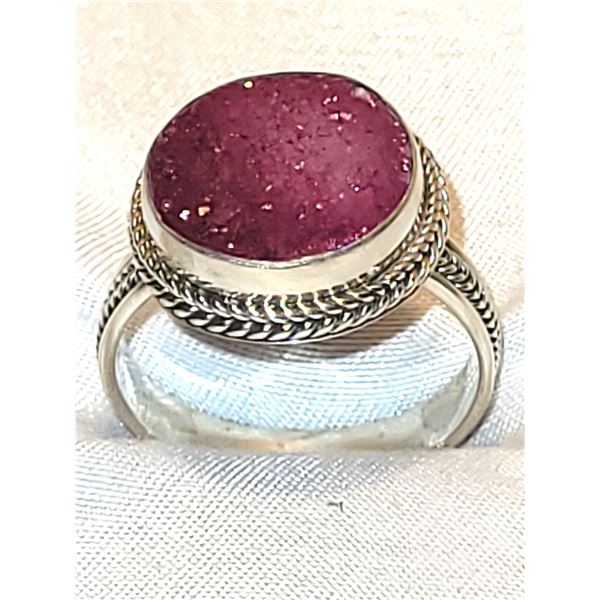 New Sterling S. Druzy Quartz Ring A