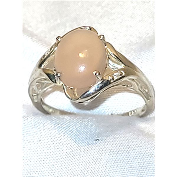 New Sterling Silver Pink Chalcedony Ring A