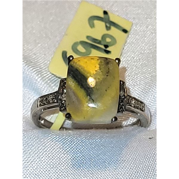 New Bumble Bee Jasper Sterling & Platinum Ring A
