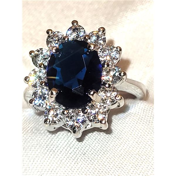 New Blue & White Sim, Sterling Silver Ring A
