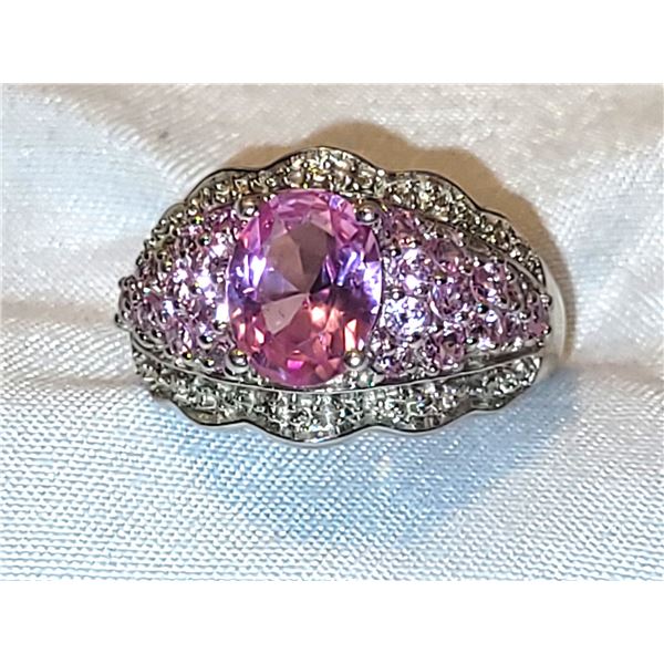 New Platinum & Sterling Silver Pink Sapphire Ring A