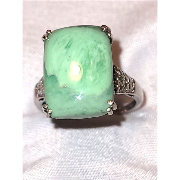 New Platinum & Sterling S. Variscite Diamond Ring A