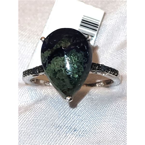 New Platinum & Sterling S. Azorite & Diamond Ring Ring A