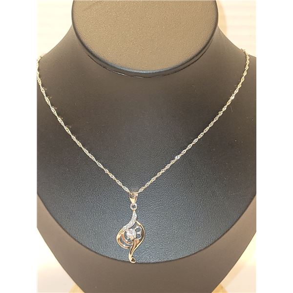 New Sterling Silver Sim Diamond Necklace 18" A