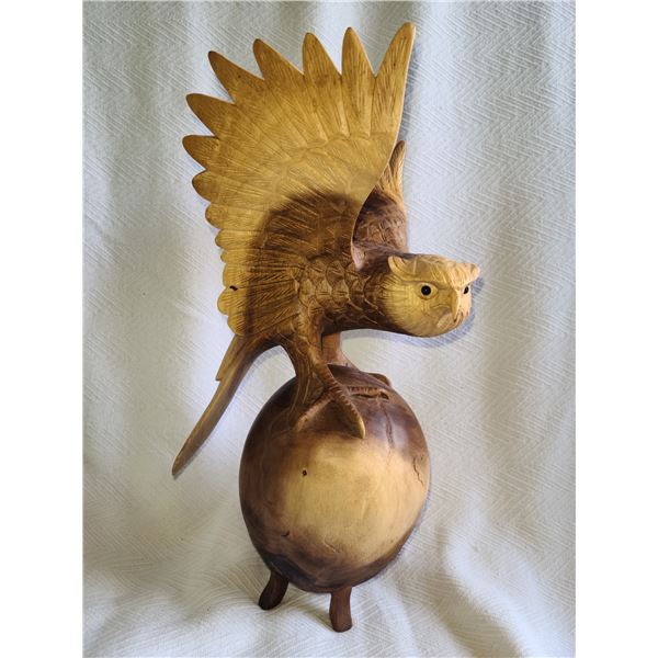 Horned Owl Wood Carving A
