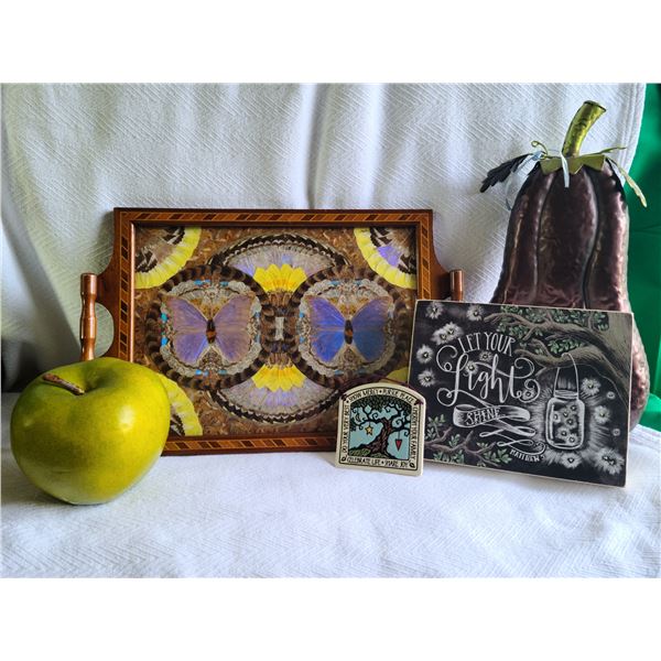 Wood Serving Tray & Decor A