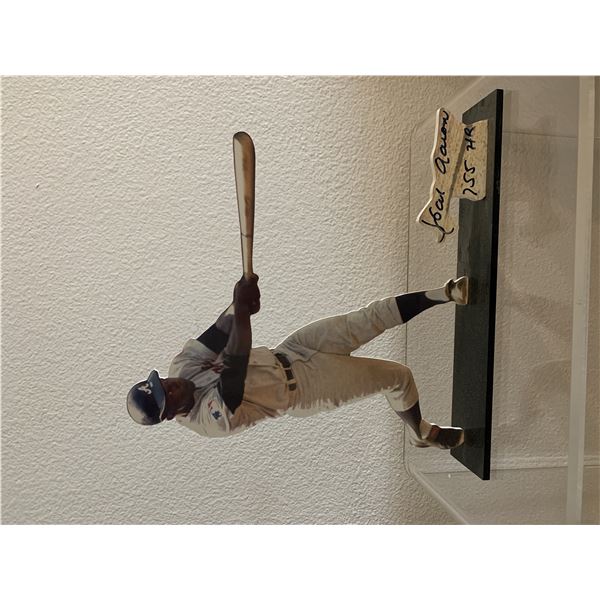 Hank Aaron signed cutout