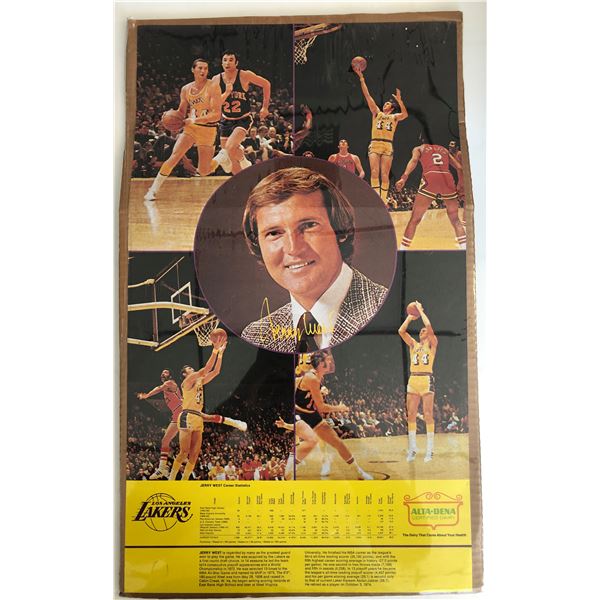LA Lakers Jerry West signed statistics poster