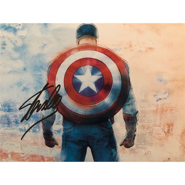Stan Lee signed Captain America postcard
