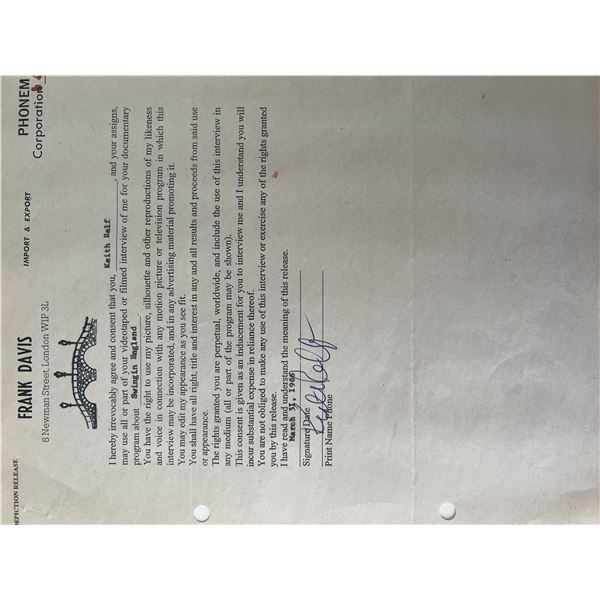 The Yardbirds signed Frank Davis contract