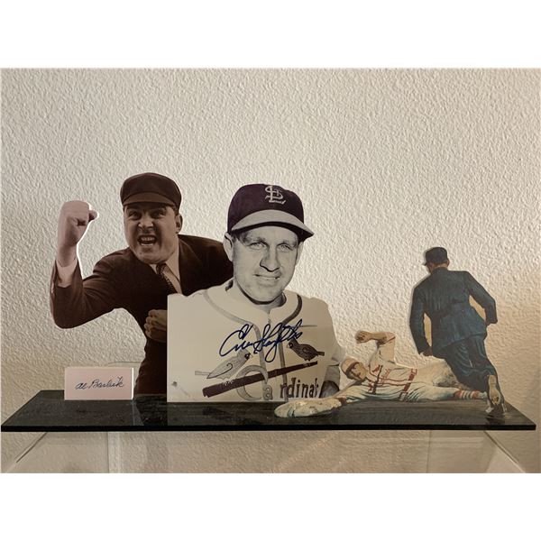 Al Barlick and Enos Slaughter signed cutouts