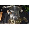 Image 2 : COLLECTION OF ASSORTED SILVERPLATE & PEWTER SERVING PIECES, TOAST HOLDER, WINE BUCKET, CREAM & SUGAR
