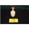 Image 1 : CHINESE BISQUE EGG SHELL PORCELAIN VASES, SHALLOW RELIEF (5 1/8") & RED BRANCH  (2 PCS)