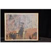 Image 2 : FRAMED ACRYLIC COLLAGE ON BOARD, "SUNSET" BY BEN NORRIS 1963 (10 3/4" X 9") (DOES NOT INCLUDE STAND)