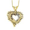 Image 6 : 14k Yellow Gold 1.08 ctw Diamond & Sapphire Cluster Open Heart Pendant & 21" Cha