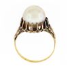 Image 7 : Antique Victorian 18k Yellow Gold GIA 9.46mm Pearl w/ Floral Side Solitaire Ring