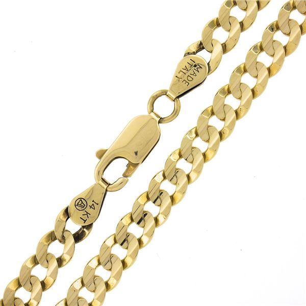 Unisex Solid 14k Yellow Gold 4.6mm 21" Polished Cuban Curb Link Chain Necklace