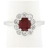 Image 1 : Platinum 1.35 ctw GIA BURMA NO HEAT Cushion VIVID RED Spinel Diamond Halo Ring