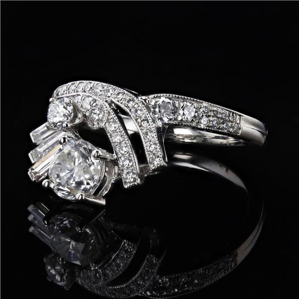 0.80 ctw CENTER Diamond Platinum Ring (1.50 ctw Diamonds)