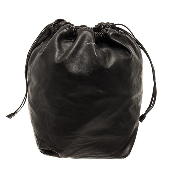 Saint Laurent YSL Black Leather Teddy Shopping Tote