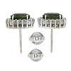 Image 4 : 14K White Gold 3.98 ctw Oval Green Sapphire & Round Diamond Halo Stud Earrings