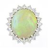 Image 5 : NEW 18k Gold 17.61 ctw GIA Oval Cabochon Opal w/ Round Diamond Halo Cocktail Rin