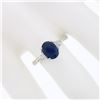 Image 5 : 18K White Gold 2.21 ctw GIA Oval Sapphire & Trillion Diamond 3 Three Stone Ring