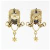 Image 6 : Vintage Victorian Revival 14k Gold Lozenge Black Onyx Pearl Drop Dangle Earrings