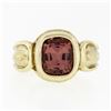 Image 7 : Estate 18k Yellow Gold 2.38 ctw Bezel Cushion Garnet Stone Finish Solitaire Ring