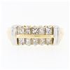Image 4 : Modern 14k TT Gold 1.10 ctw Princess Cut Diamond 7.40mm Wide Dual Row Band Ring