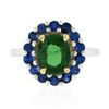 Image 4 : 18k TT Gold 2.83 ctw GIA Oval Green Tsavorite & Round Sapphire Halo Cocktail Rin