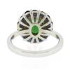 Image 7 : 18k TT Gold 2.83 ctw GIA Oval Green Tsavorite & Round Sapphire Halo Cocktail Rin