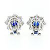 Image 3 : 18k White Gold 8.50 ctw GIA Ceylon Sapphire Diamond Halo Flower Cluster Earrings