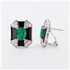 Image 1 : 3.68 ctw Emerald and 1.05 ctw Diamond Platinum Earrings