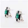Image 3 : 3.68 ctw Emerald and 1.05 ctw Diamond Platinum Earrings