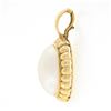 Image 3 : Vintage 14K Gold Oval Bezel Set Mabe Pearl w/ Scalloped Frame Enhancer Pendant