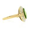 Image 4 : Antique 18K Gold 2.75 ctw Oval Bezel Peridot w/ Detailed Frame Solitaire Ring