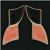 Image 2 : Vintage 18k Gold Large Black Onyx & Coral w/ Diamond Ribbon Bow Climber Earrings