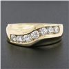 Image 2 : Men's 14K Yellow Gold 1.10 ctw Round Brilliant Channel Set Diamond Wavy Band Rin