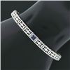 Image 7 : Antique Art Deco 14k White Gold Bezel Set Sapphire Etched Line Filigree Bracelet
