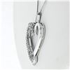 Image 4 : 14K White Gold 16" .20 ctw Round Pave Diamond Petite Heart Slide Pendant Necklac