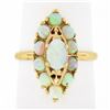 Image 8 : Vintage 14K Gold Oval Cabochon Opal Solitaire & Halo Navette Marquise Shape Ring
