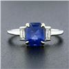 Image 2 : New 18K TT Gold GIA Ceylon Sapphire & Baguette Diamond 3 Stone Engagement Ring