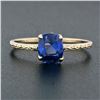 Image 3 : Antique 14k Gold GIA 1.95 ctw NO HEAT Cushion Blue Ceylon Sapphire Solitaire Rin