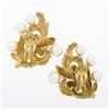 Image 3 : Vintage 14K Gold Cultured Pearl Textured Overlap Knot Clip On Statement Earrings